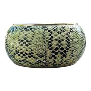 Sequin by Nordstrom Green & Black Snakeskin Print Bangle Bracelet